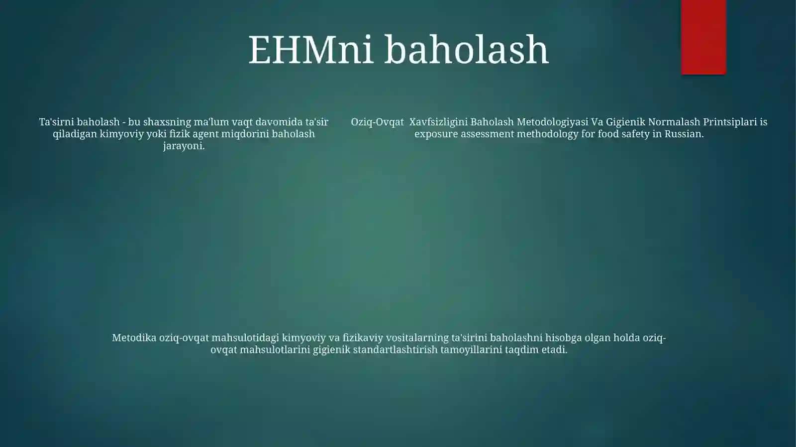 Оziq-Оvqаt Хаvfsizligini Bаhоlаsh Metodologiyasi Vа Gigienik NormalashPrintsiplari 4