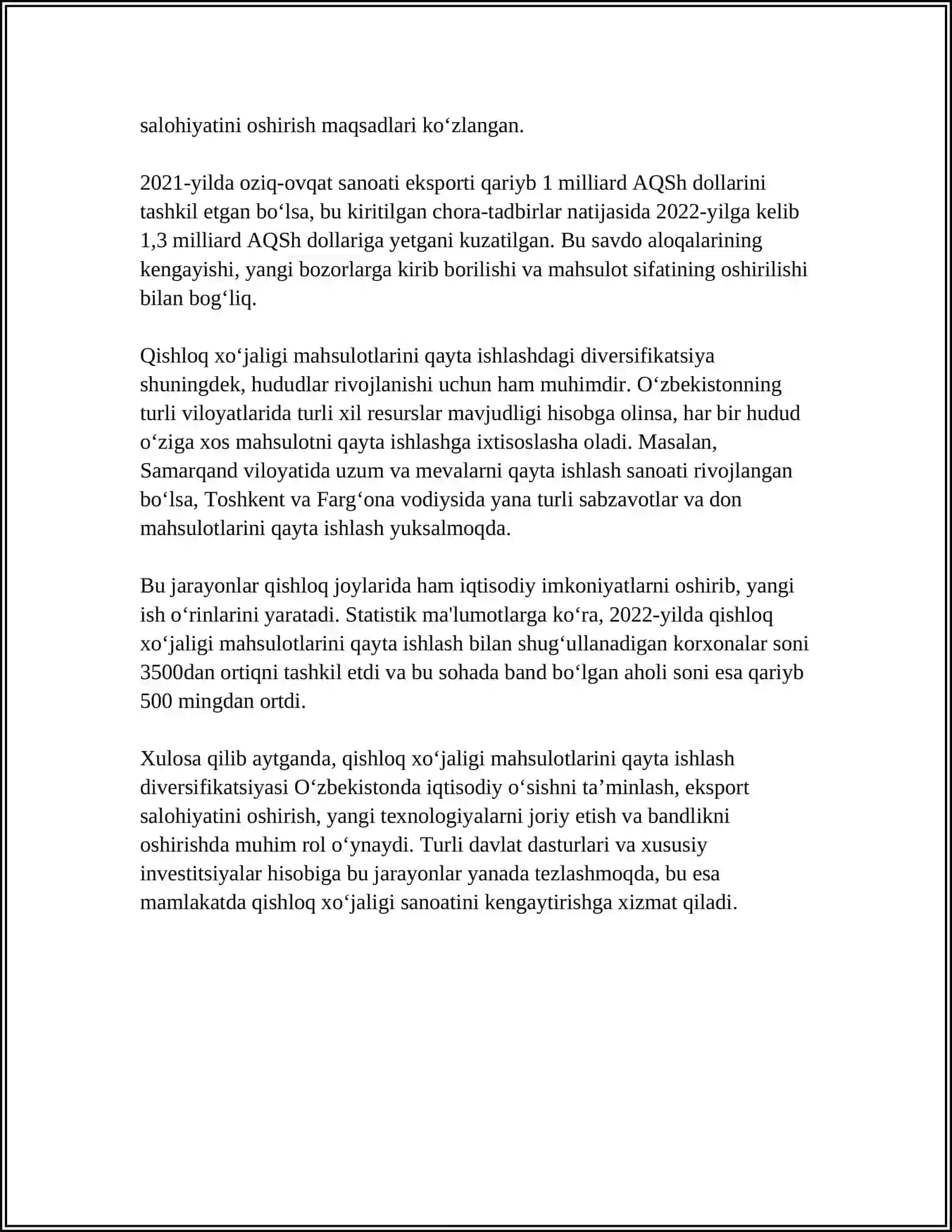 QISHLOQ XOJALIGI KORXONALARINI DIVERSIFIKATSIYA QILISH VA TEXNOPARKLAR 4
