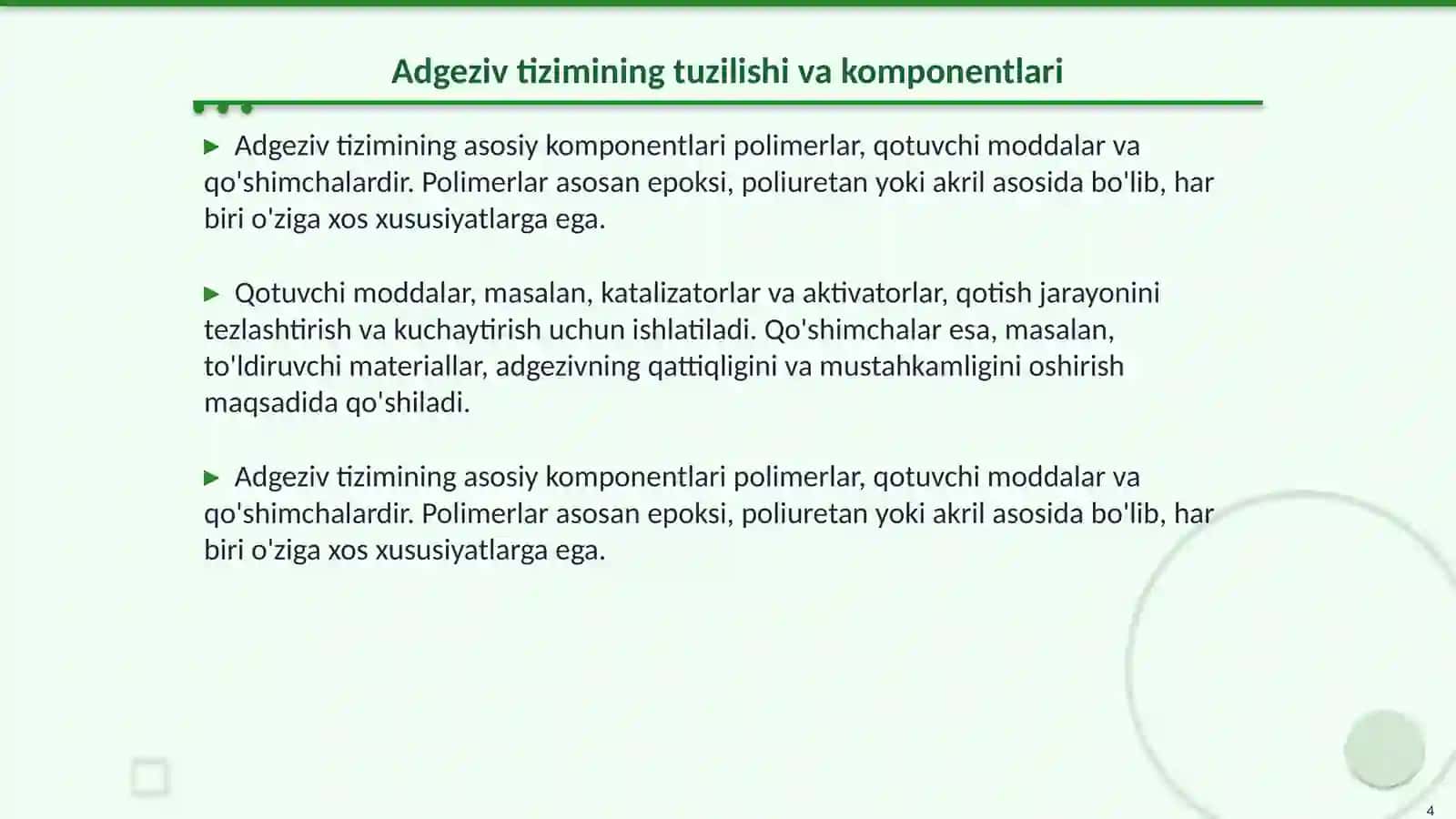 Adgeziv tizimi. Kimyoviy qotuvchi kompozit plomabalar 4
