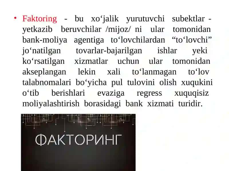 Tijorat banklarining lizing va faktoring operatsiyalari 4