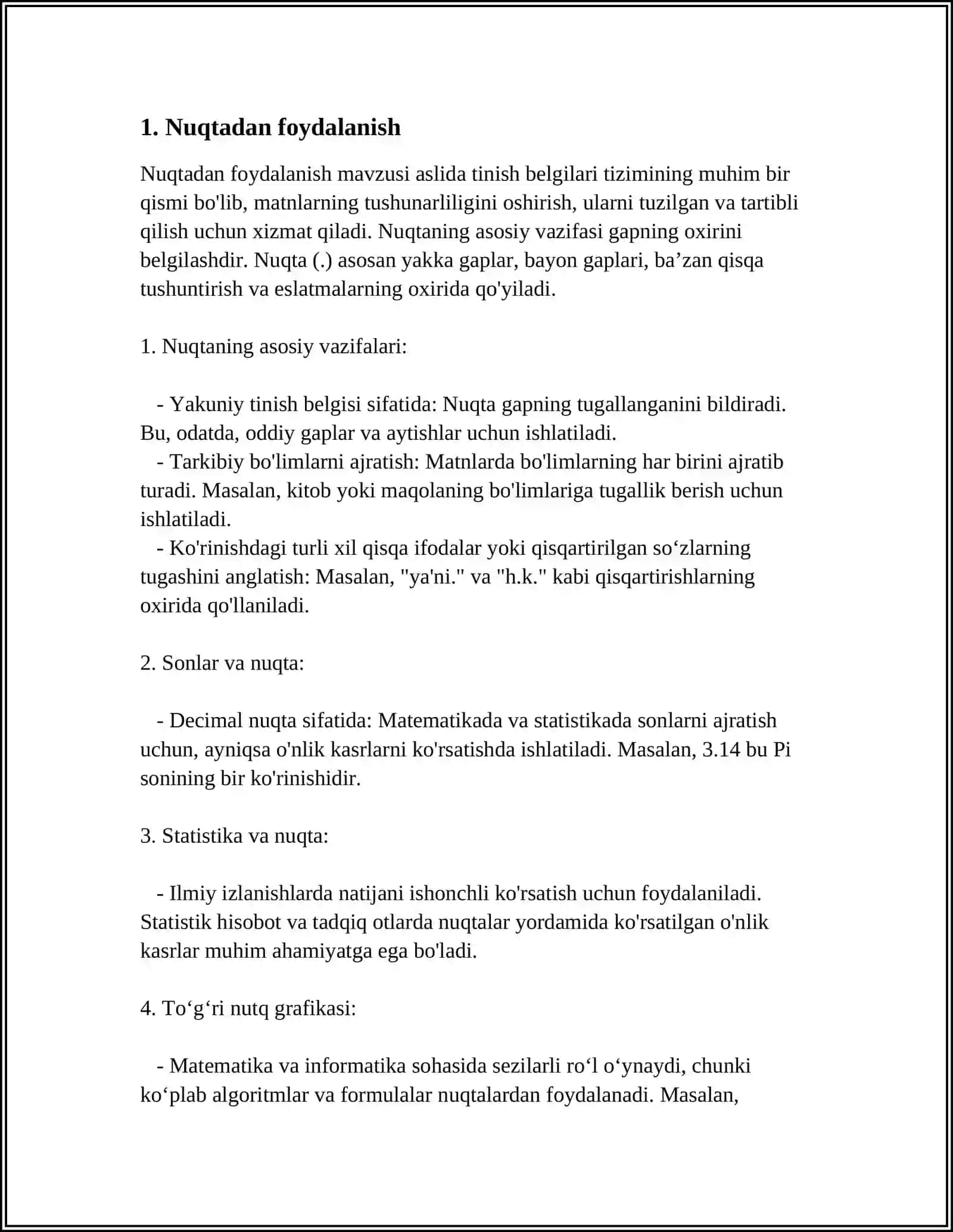 1-4 SINF DARSLIKLARIDAGI TINISH BELGILARINING ISHLATILISHIGA OID MASHQLARNI TAHLIL QILISH 4