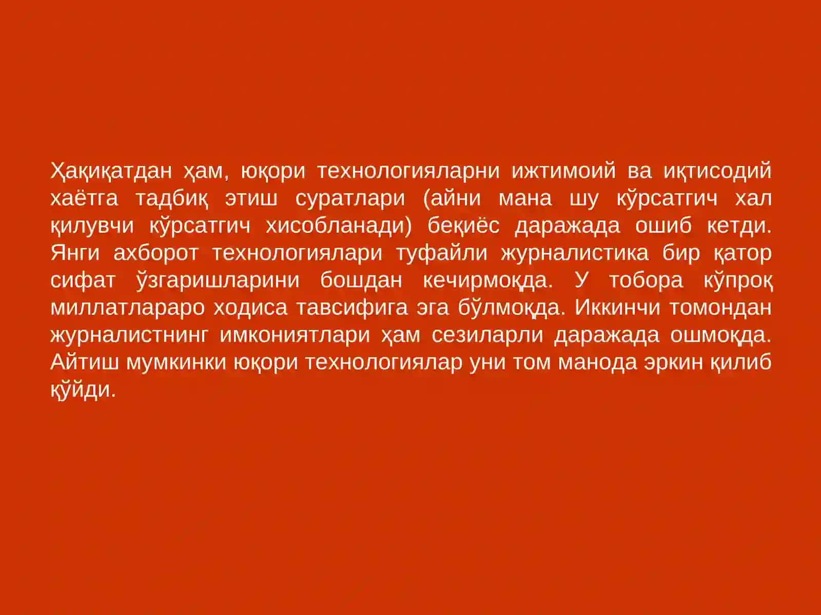 Ўзбекистон оммавий ахборот воситаларива жамият психологик хавфсизлигини таъминлаш 4