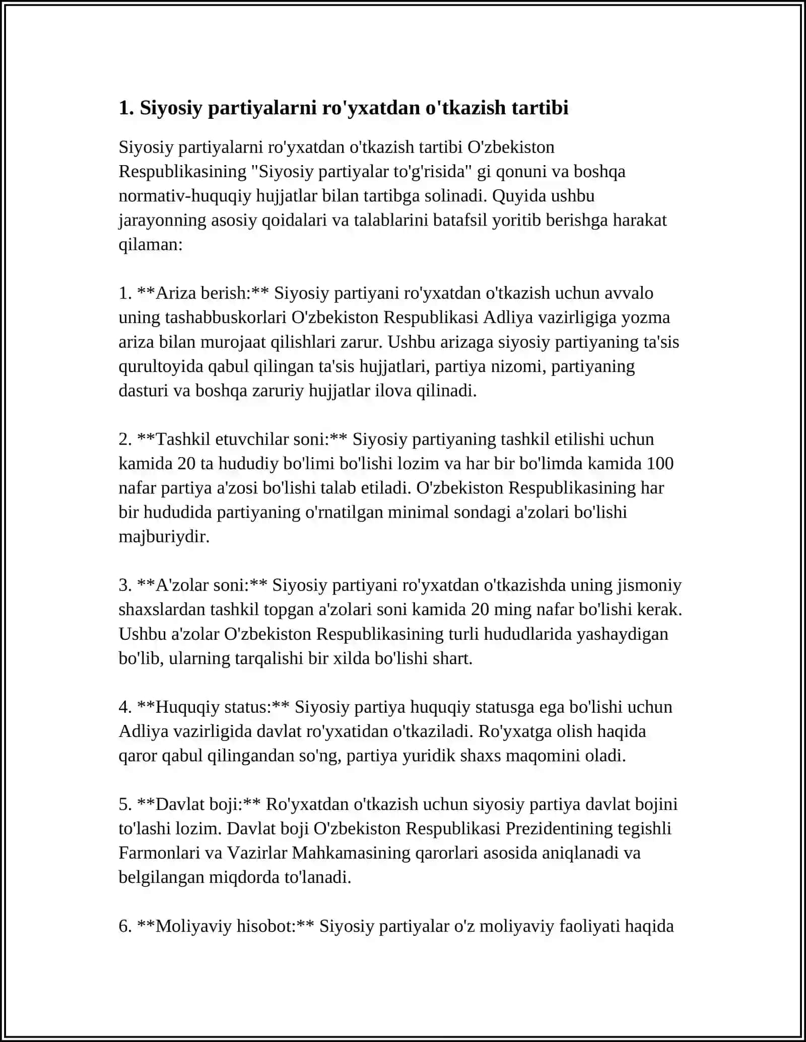 O'ZBEKISTON RESPUBLIKASI PALATALARINING SIYOSIY PARTIYALARNI TASHKILLASHTIRISH TARTIBI 4