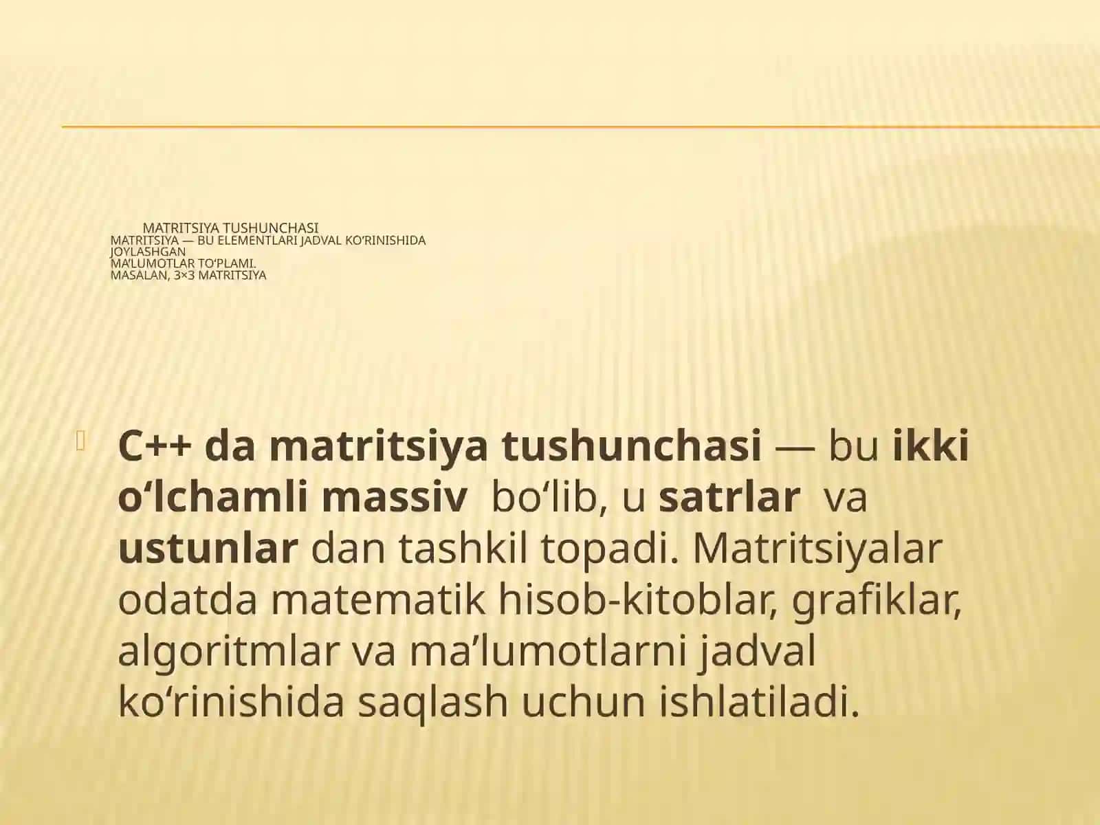 MATRITSIALARNI FUNKSIYA PARAMETRLARI SIFATIDA QOLLANILISHI 4