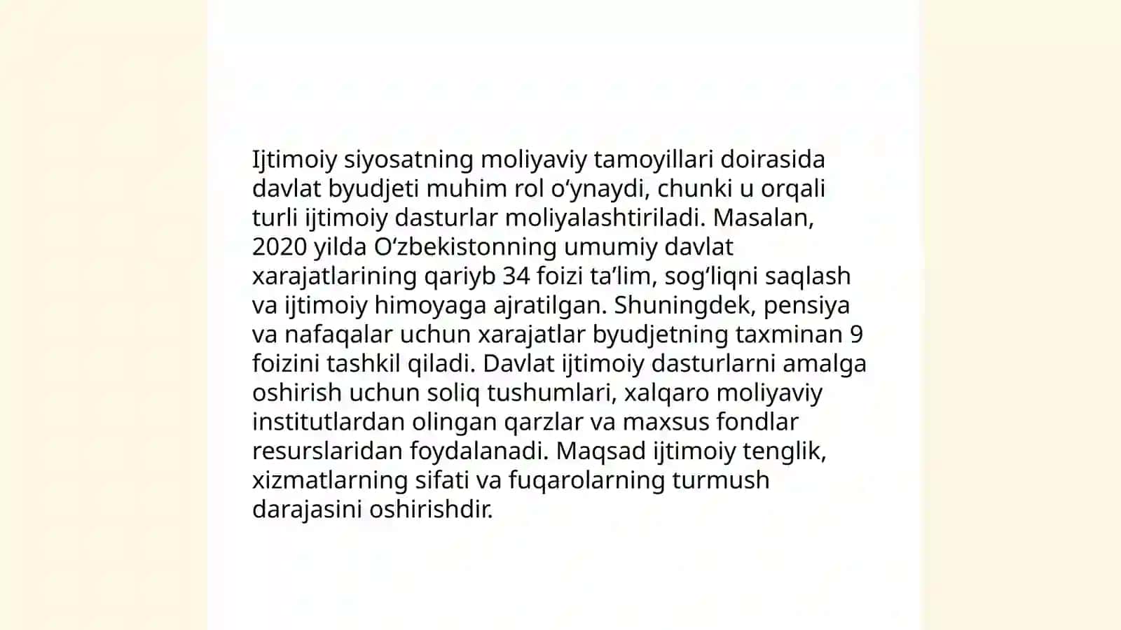 Bozor reformalari sharoitida davlat ijtimoiy siyosatining moliyaviy masalasini ishlab chiqish 4