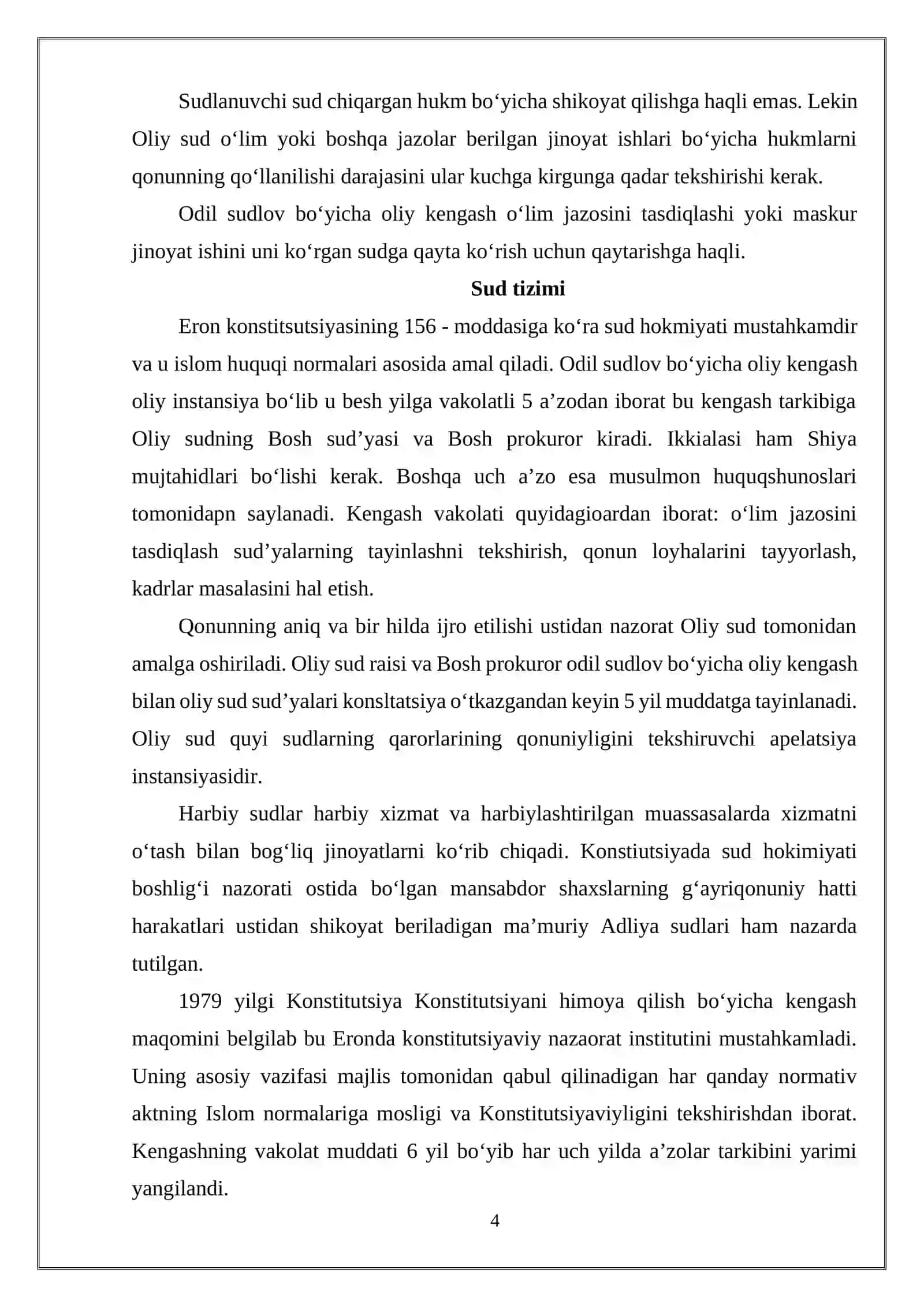 Kurs ishi "Jinoyat Huquqi va Jinoyat Protsessi" 4