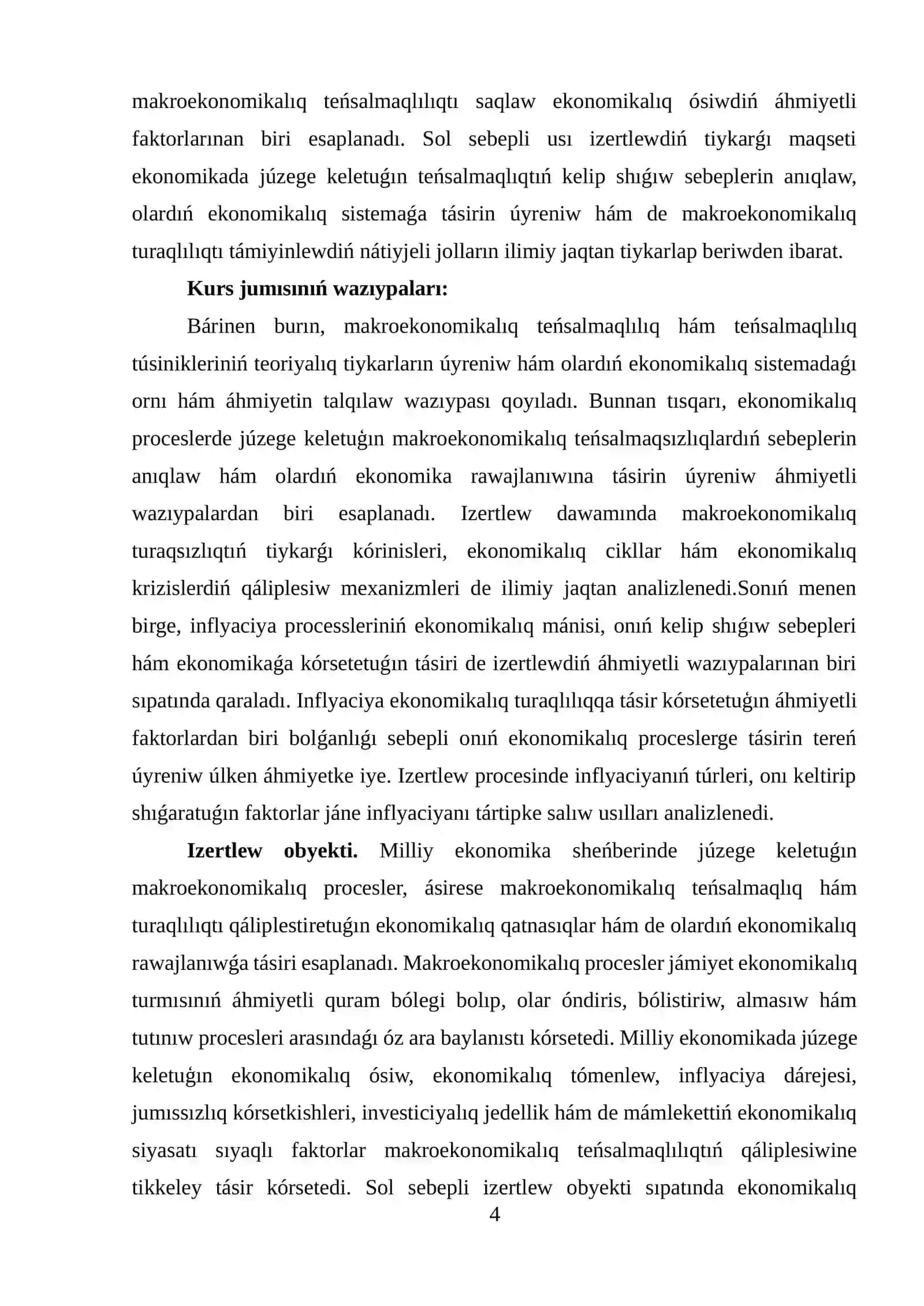 MAKROEKONOMIKALIQ SALISTIRMALILIQ HÁM TEŃ SALMAQLIQTIŃ TEORIYALIQ TIYKARLARI 4