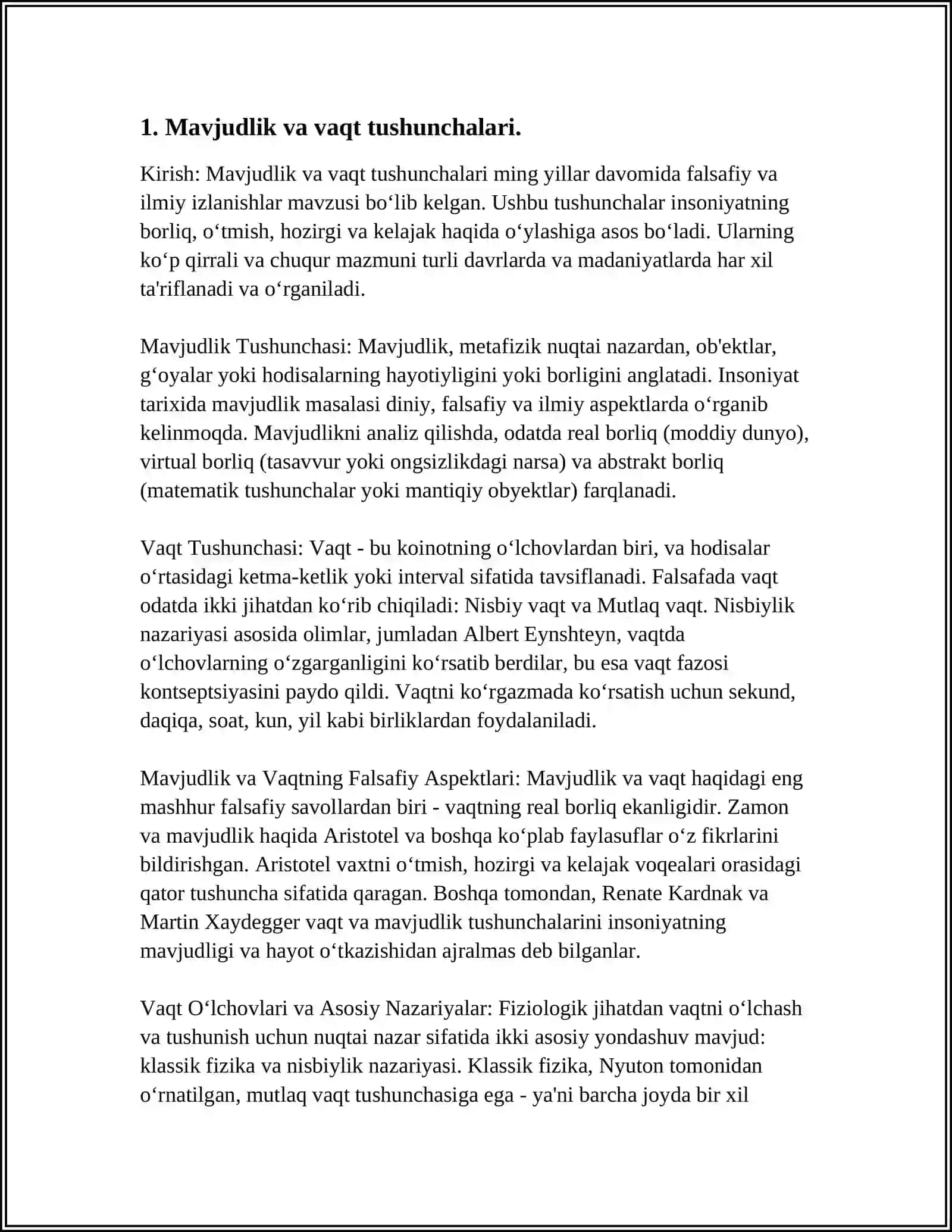 NOKLASSIK ONTOLOGIYANING YO‘NALISHLARI VA MOHIYATI (M.XAYDEGGERNING BORLIQ VA VAQT ASARI ASOSIDA) 4