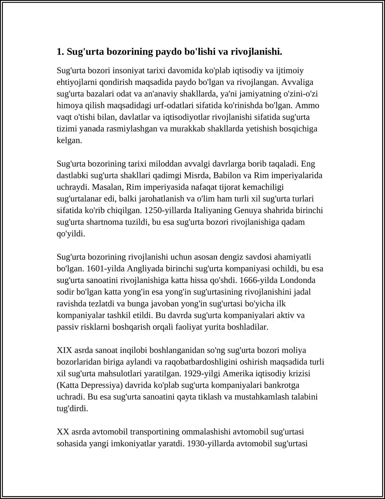 O‘ZBEKISTON REPUBLIKASIDA SUG'URTA BOZORINING SHAKILLANISHI VA RIVOJLANISHINI O'RGANISH 4