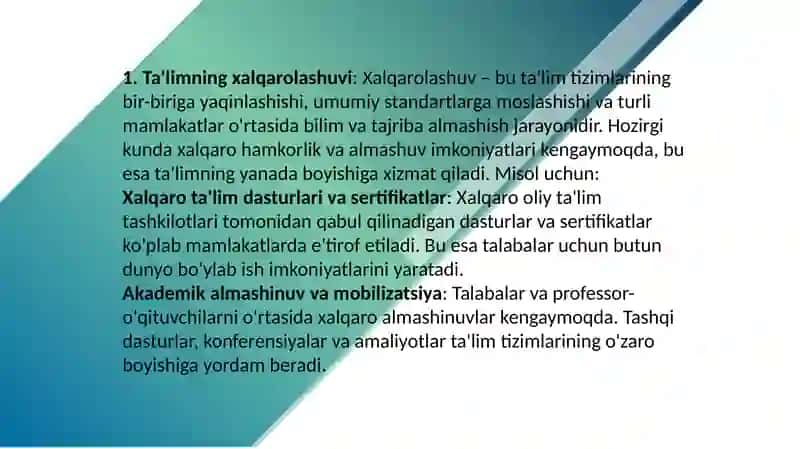 Ta’limning xalqaro lashuvi va globallashuvi 4