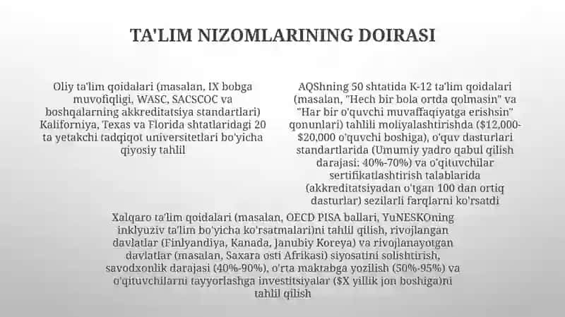 O'quv jarayoninig me'yoriy hujjatlarini o'rganish va tahlil qilish 4