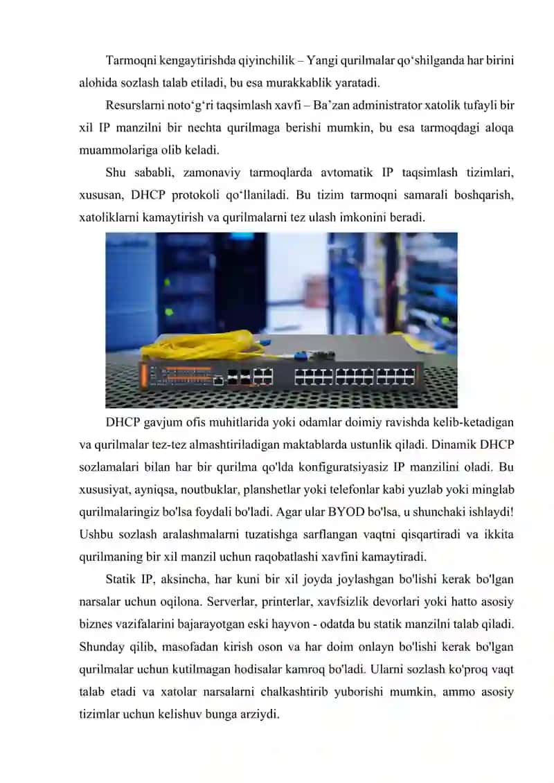 DHCP PROTOKOLI IP MANZILLARNI AVTOMATIK TAQSIMLASH JARAYONI 4