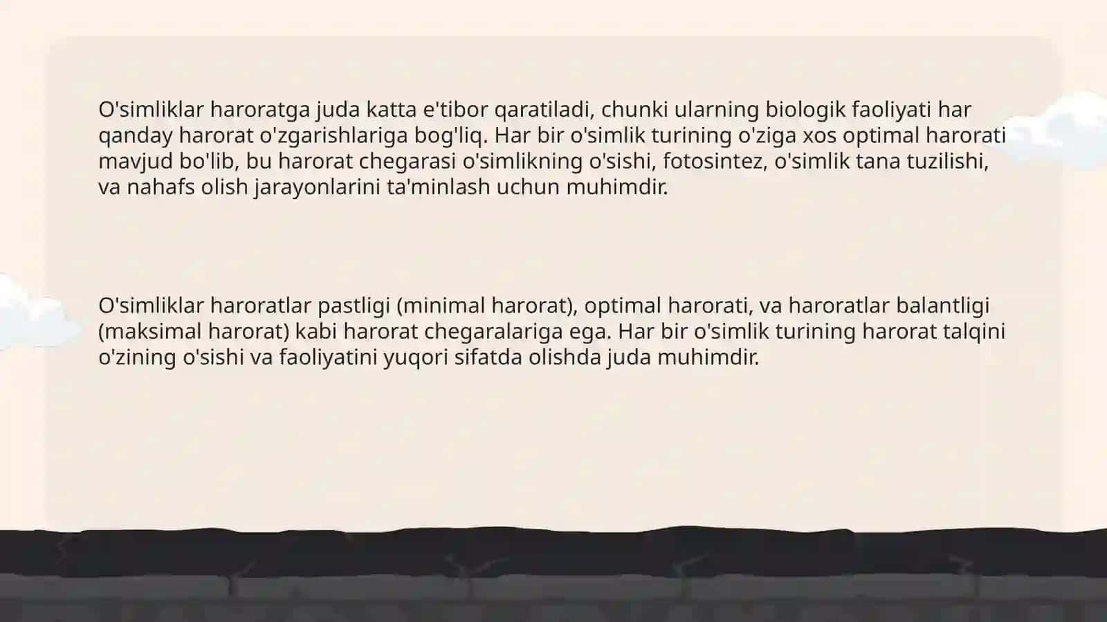 O’simliklarning haroratga va suv omiliga moslashuvi.Edafik omillar 4