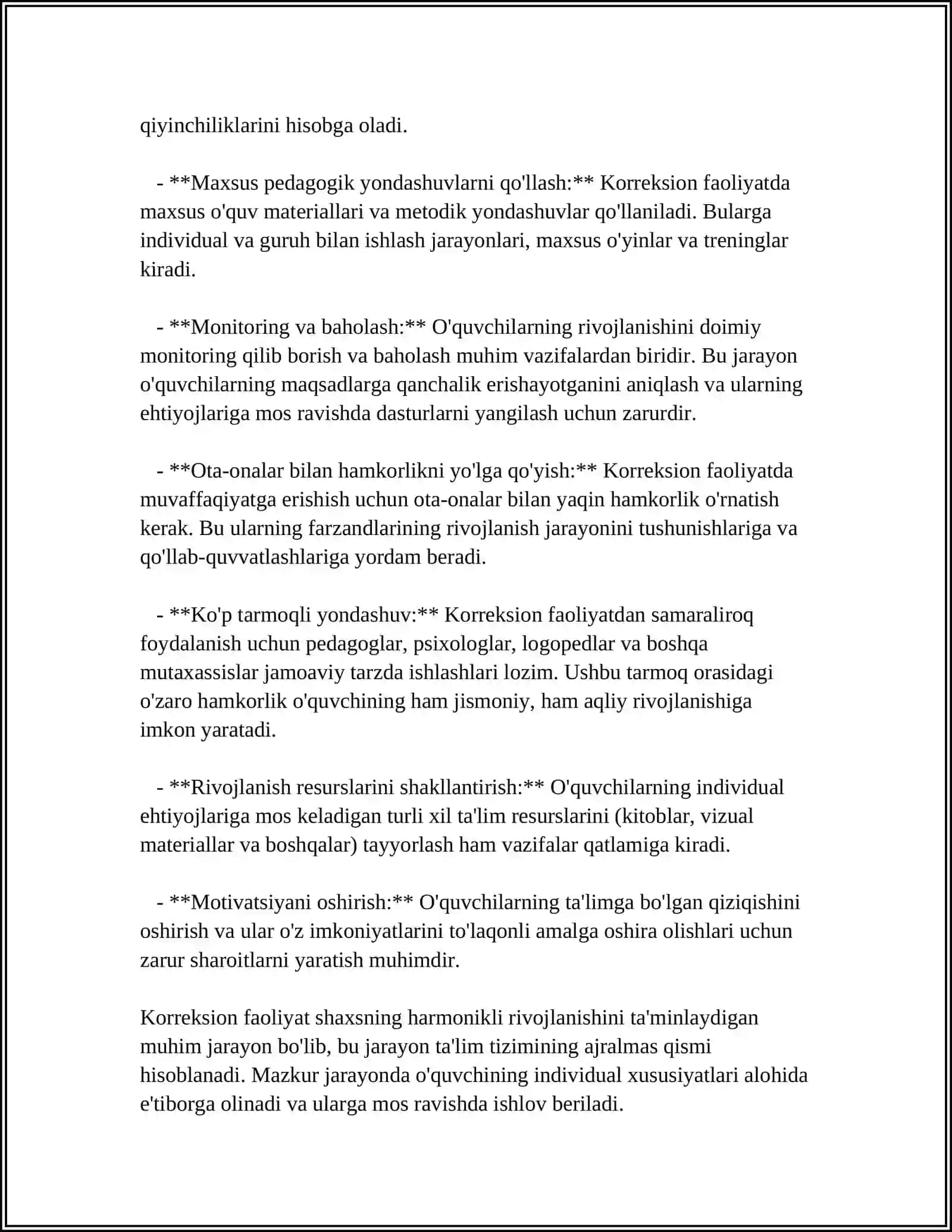 KORREKSION FAOLIYATNING TAYYORLOV BOSQICHI 4