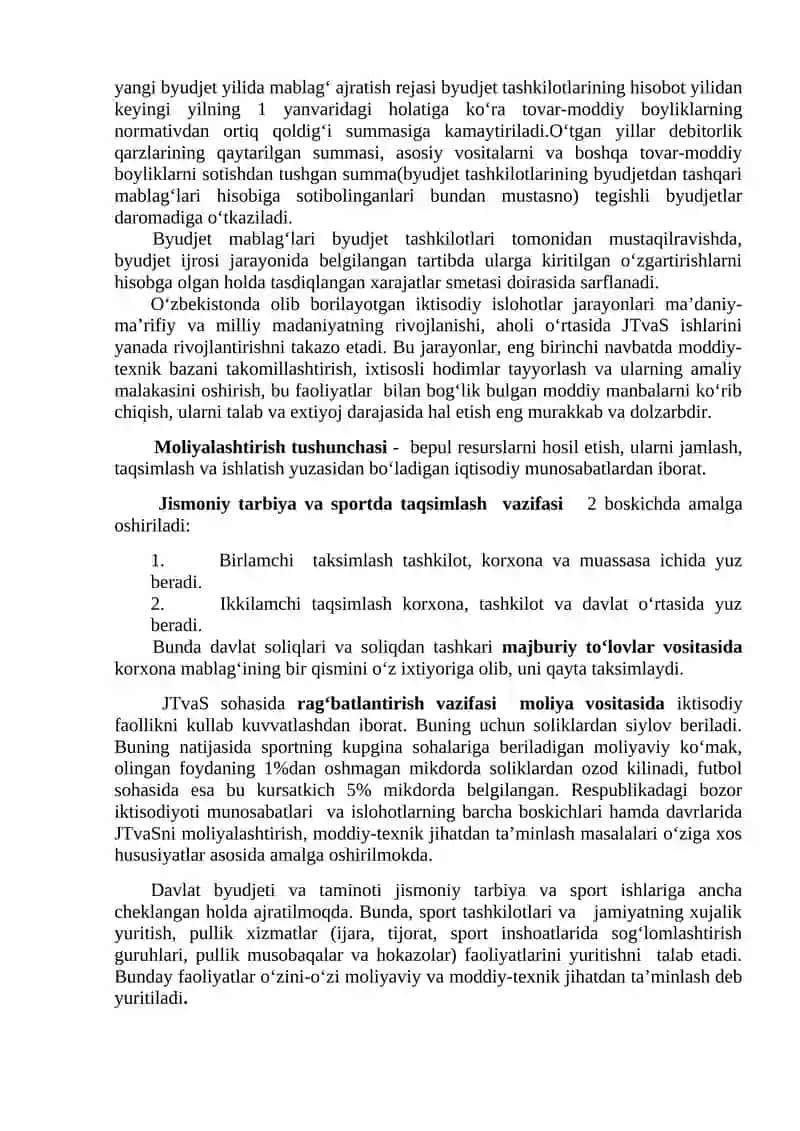 Jismoniy tarbiya va sport tashkilotlarini moliyalashtirilishi 4