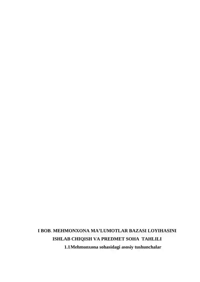 Mehmonxona ma’lumotlar bazasini loyihalash 4