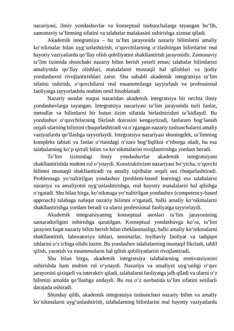 Akademik integratsiyasi nazariya va amaliyot uyg'onligi 4