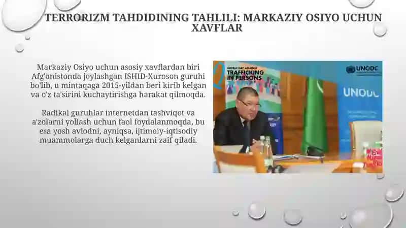 Markaziy Osiyoda terrorizm, giyohvandlik odam savdosiga kurashda O‘zbekiston Respublikasi 4
