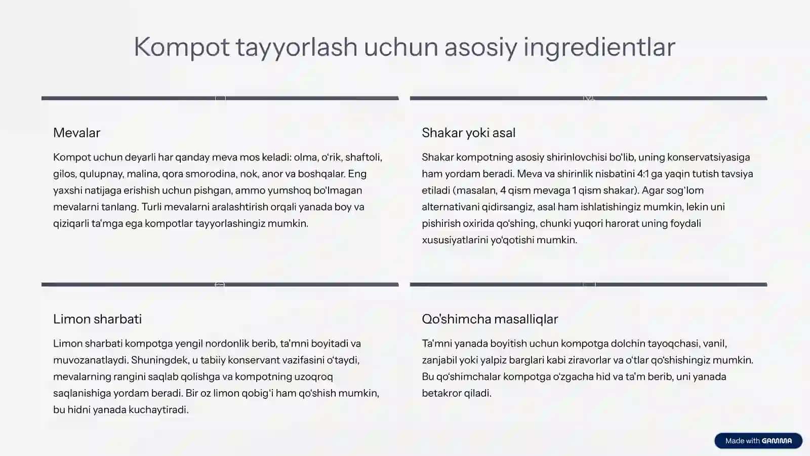 Sabzavot va Mevalarni Konservalash:Kompot Tayyorlash San'ati 4