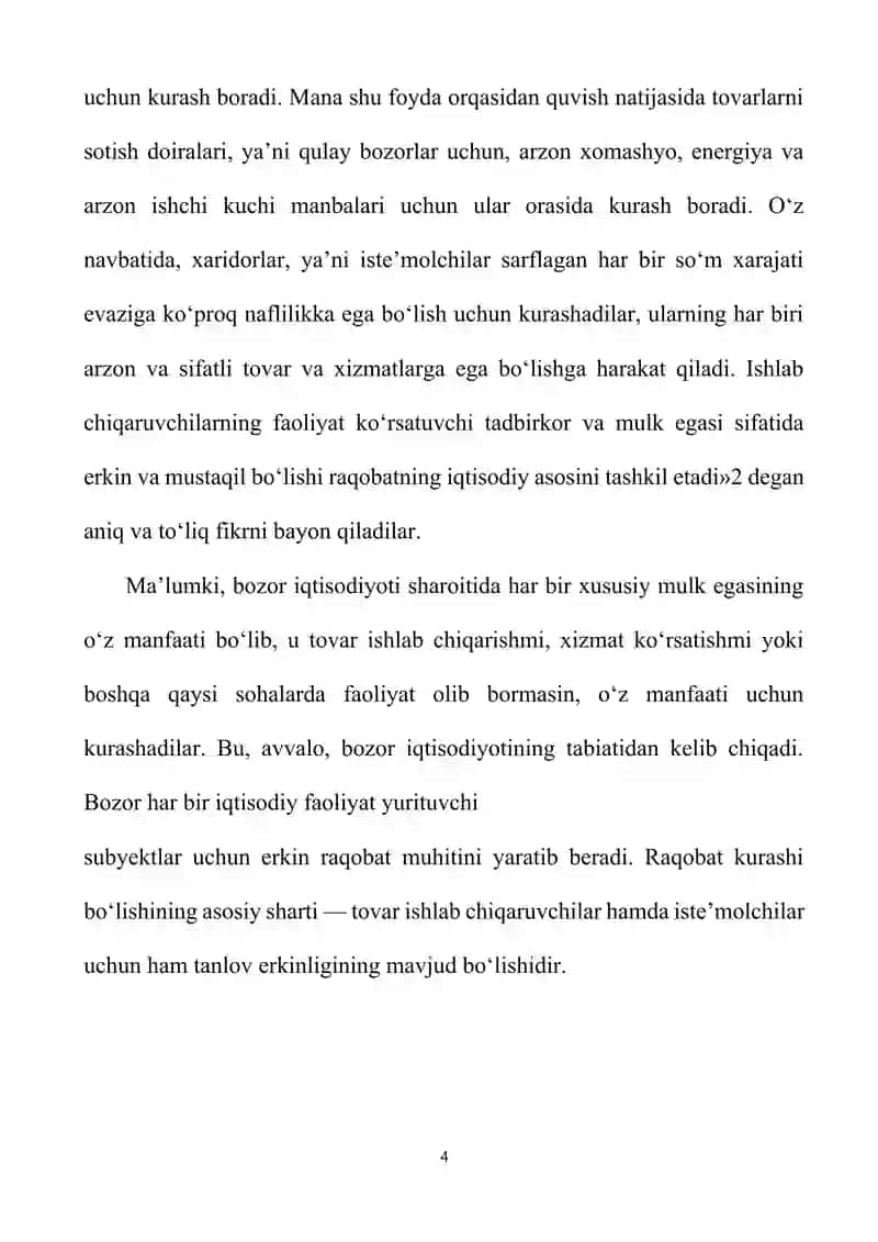 Raqobatchilik muhitini yuzaga keltirish va uni saqlashda davlatning ro’li 4