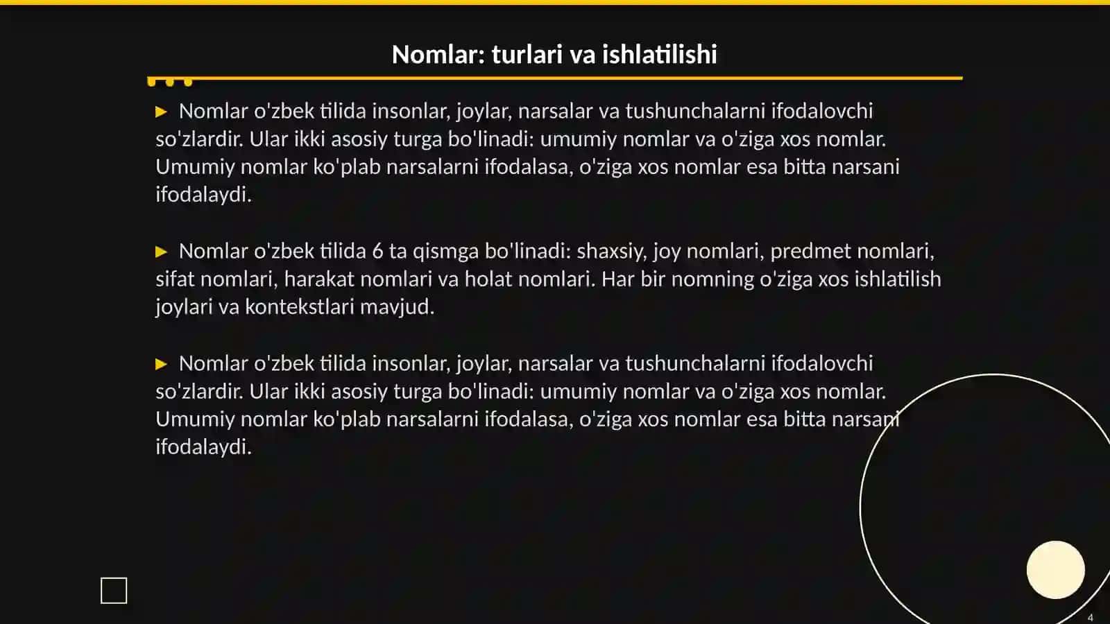 O'zbek tilida so'z turkumlari 4
