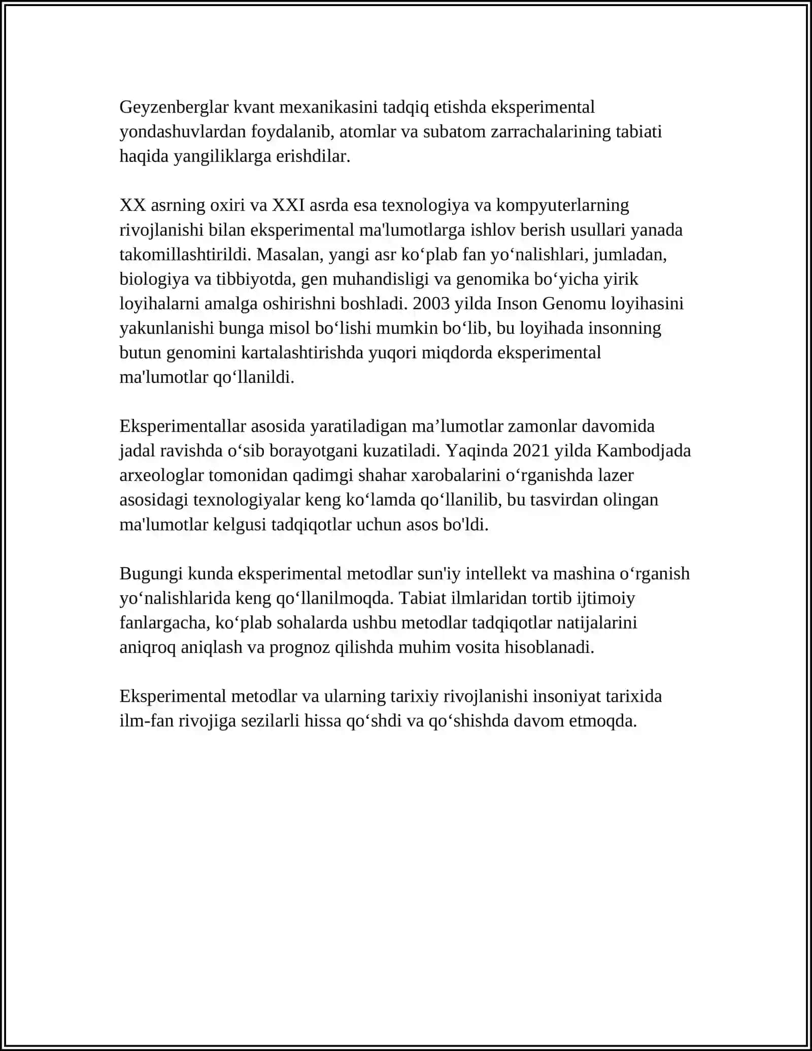 EKISPIREMINTAL MOMILA EKISPIRIMINTATOR VA UNING SHAHSI FAOLIYATI 4