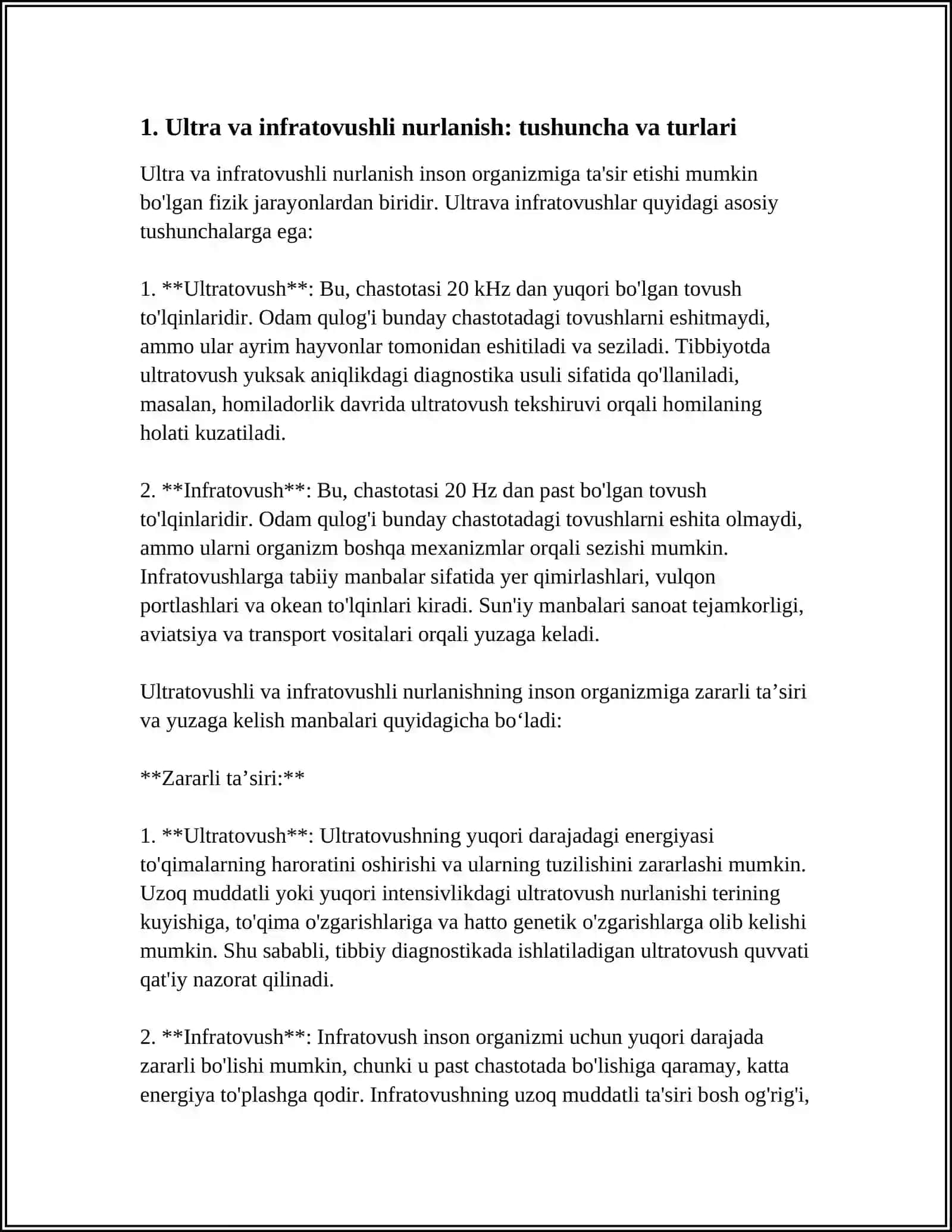 HAYOT FAOLIYATI HAFSIZLIGIDA ULTRA VA INFRATOVUSHLARNING INSON ORGANIZMIGA ZARARLI TA’SIRI 4