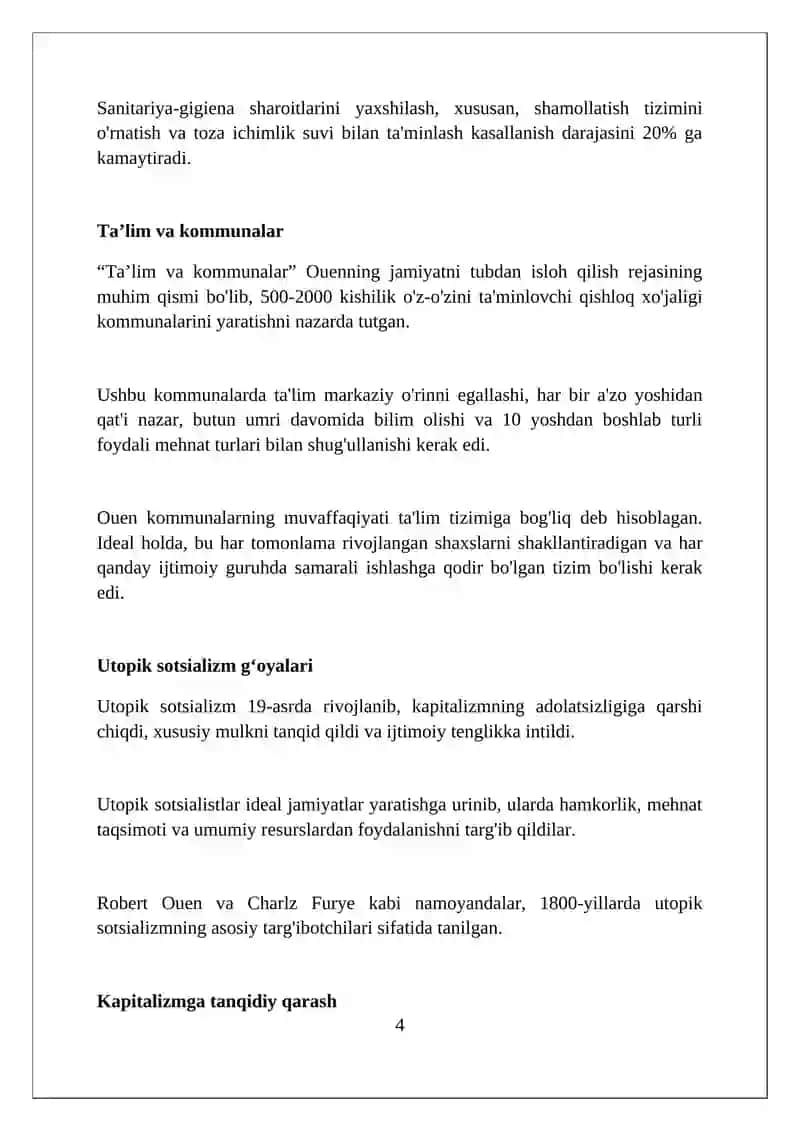 ﻿R.Ouen.Uning amaliy faoliyati, kapitalizm tanqidi 4