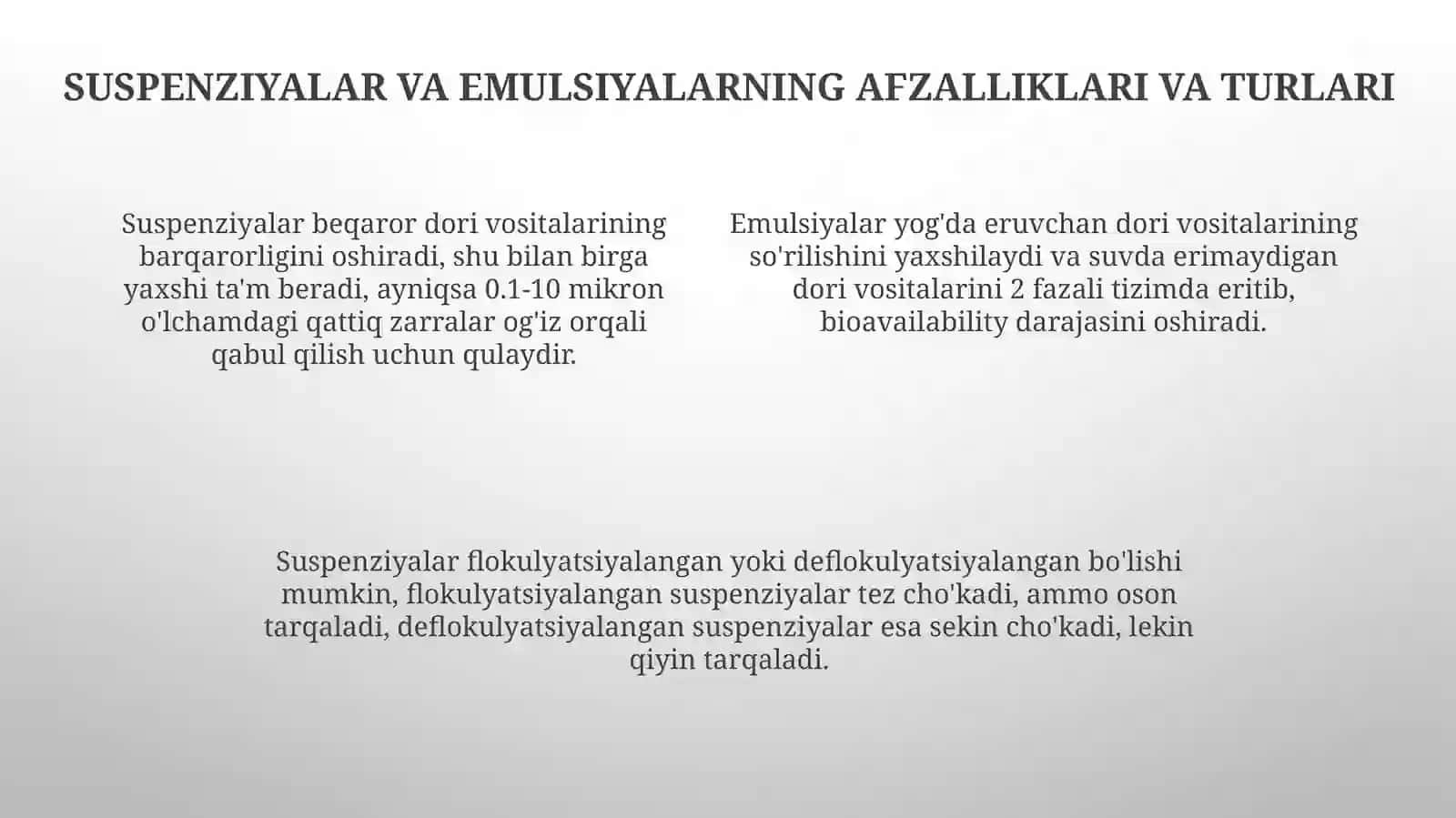 Farmatsevtik suspenziyalar va emulsiyalar 4