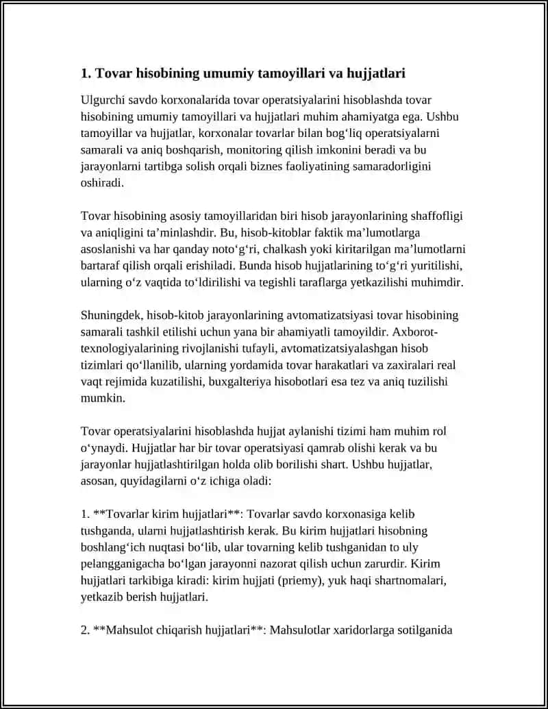 ULGURCHI SAVDO KORXONALARIDA TOVAR OPERATSIYALARINI XISOBI 4