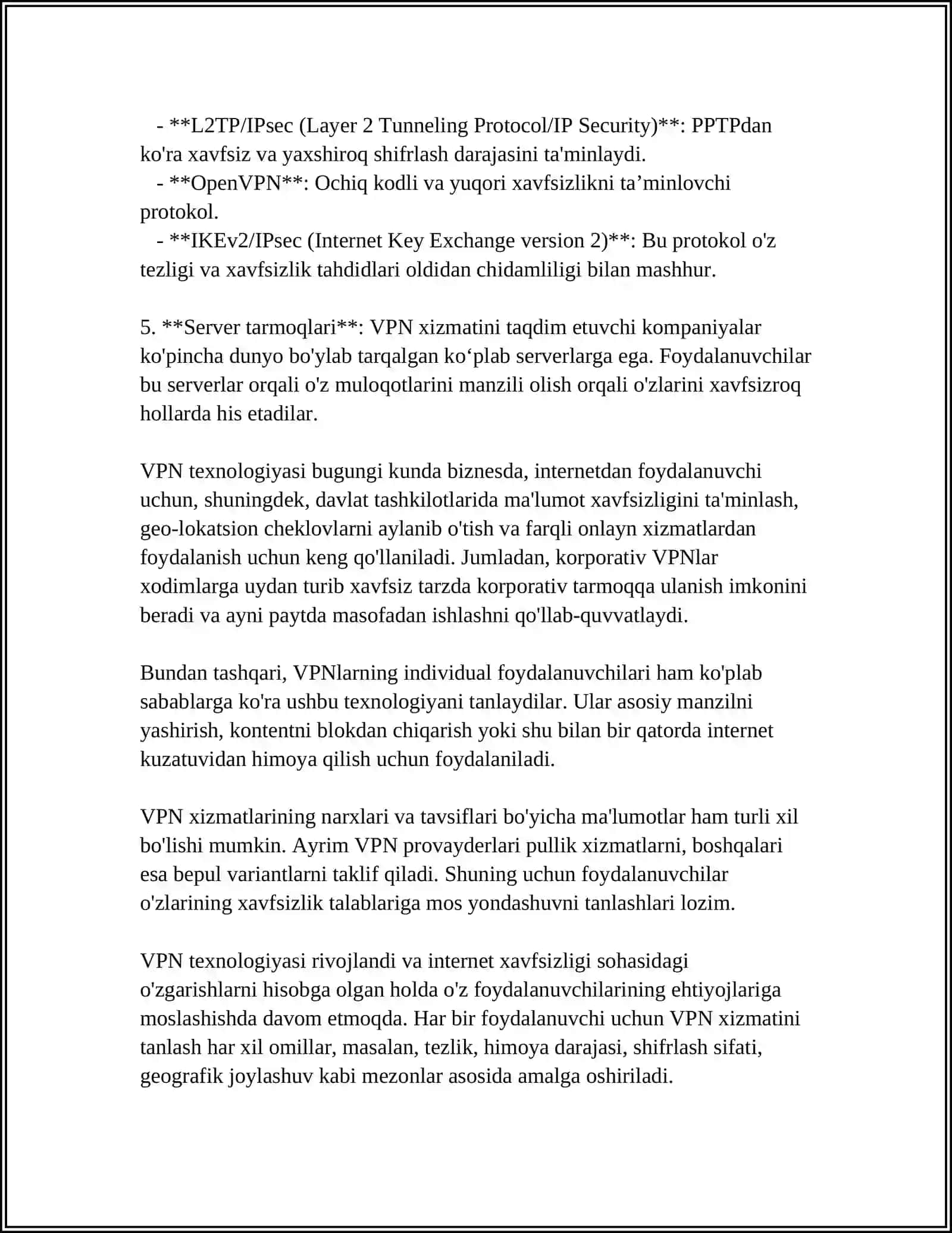 VPN VA UNING XAVFSIZLIK TAʼMINLASH MEHANIZMLARI 4
