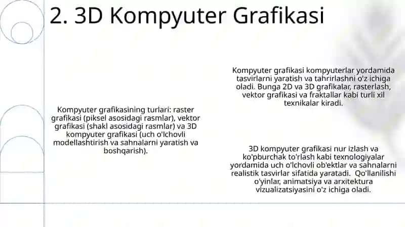 Kompyuter grafikasi va ularning turlari 4