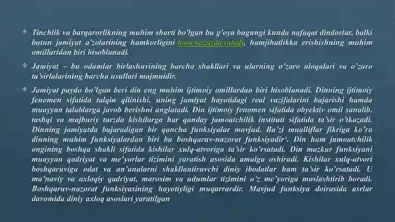 O'zbekistonda millatlararo va dinlararo barqarorlikni taminlash borasidagi davlat siyosati 4