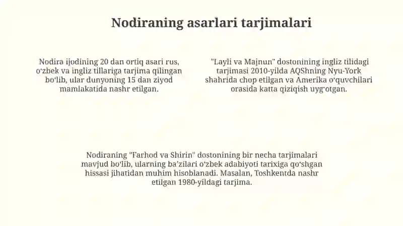 Nodira hayoti va ijodi, merosi va janrlari 4