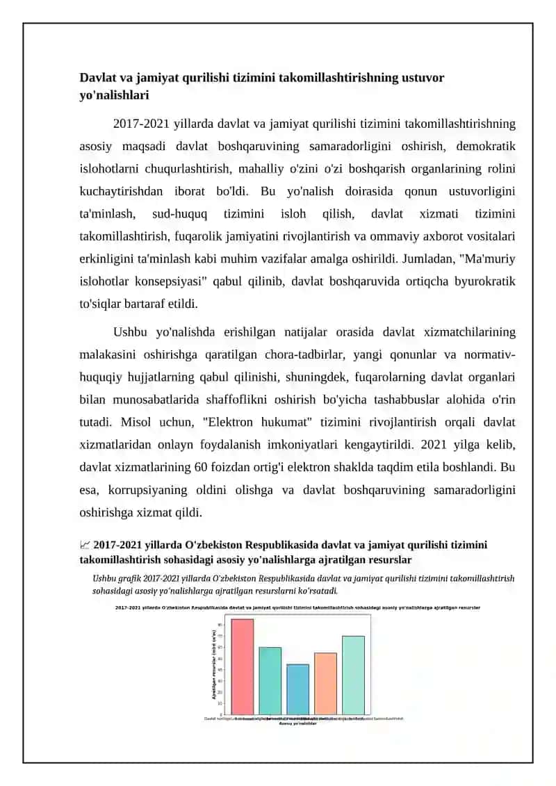 2017-2021 yillarda Ozbekiston respublikasining rivojlantirishning 5 ta ustuvor yonalishi boyicha 4