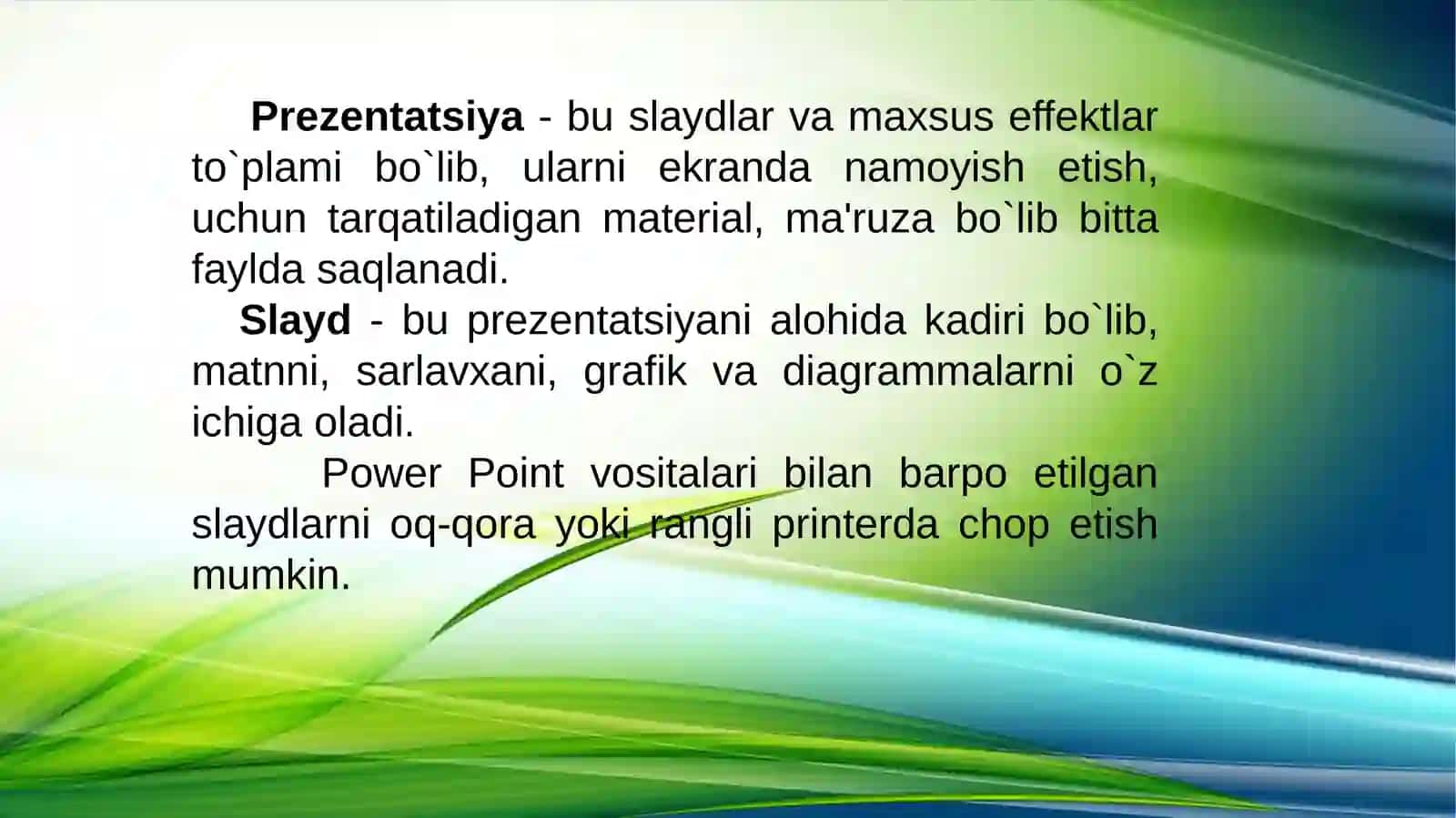 Taqdimotlarni ishlab chiqishning instrumental vositalari 4
