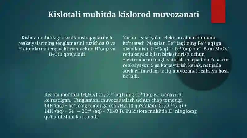 Oksidlanish va Reduksiya ta'rifi 4
