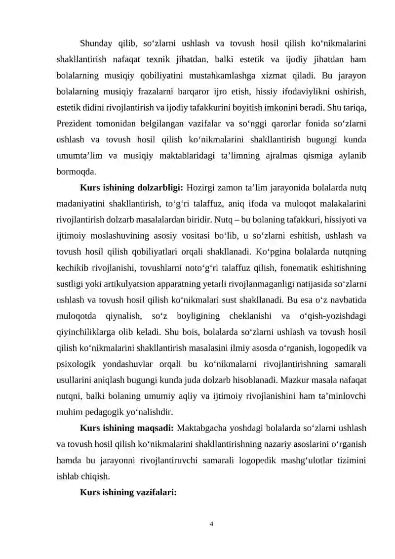 Sozlarni ushlash va tovush xosil qilish ko’nikmalarini shakillantrish 4