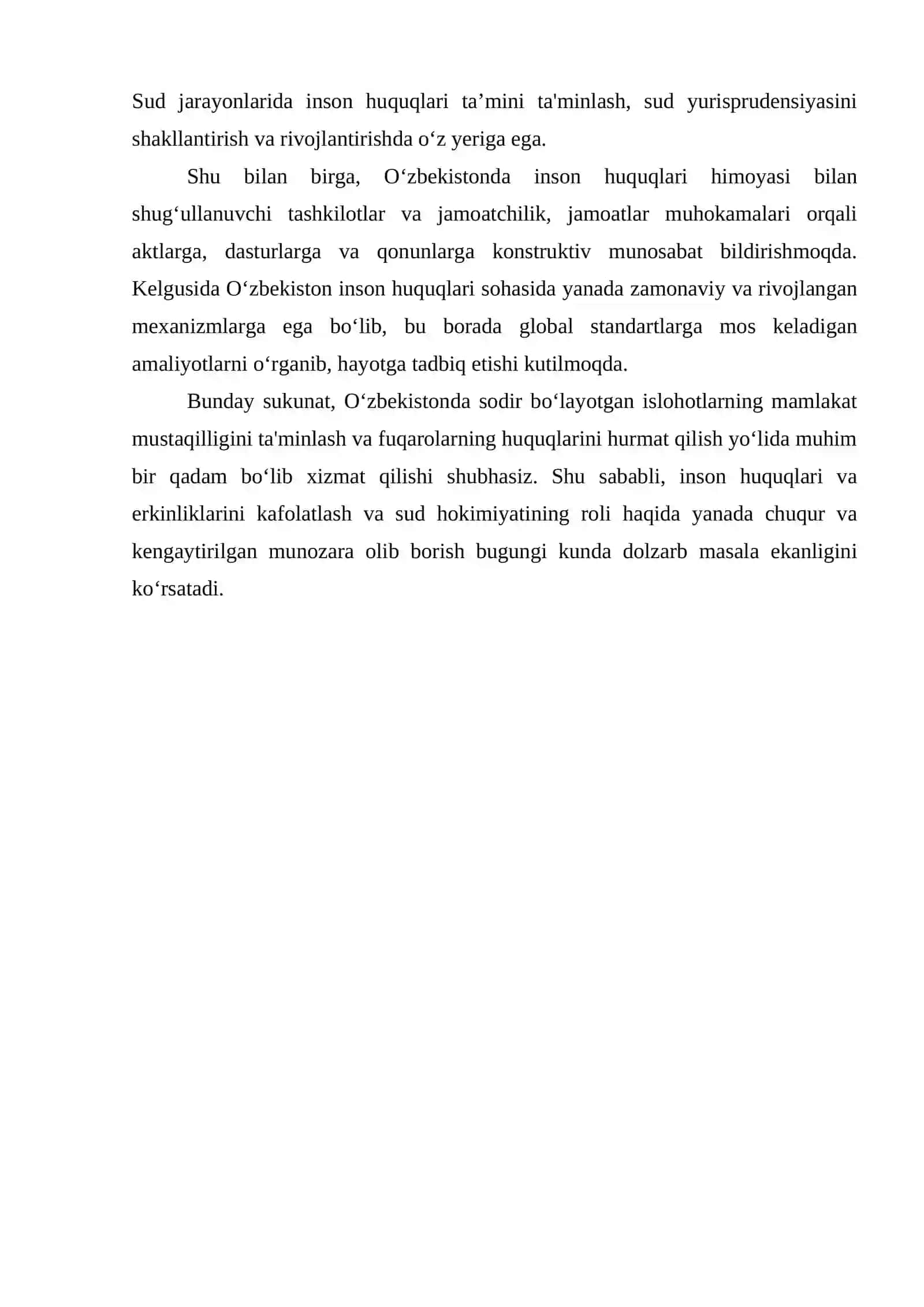 O’ZBEKISTONDA INSON HUQUQLARI VA ERKINLIKLARI KAFOLATI. SUD HOKIMIYATI 4
