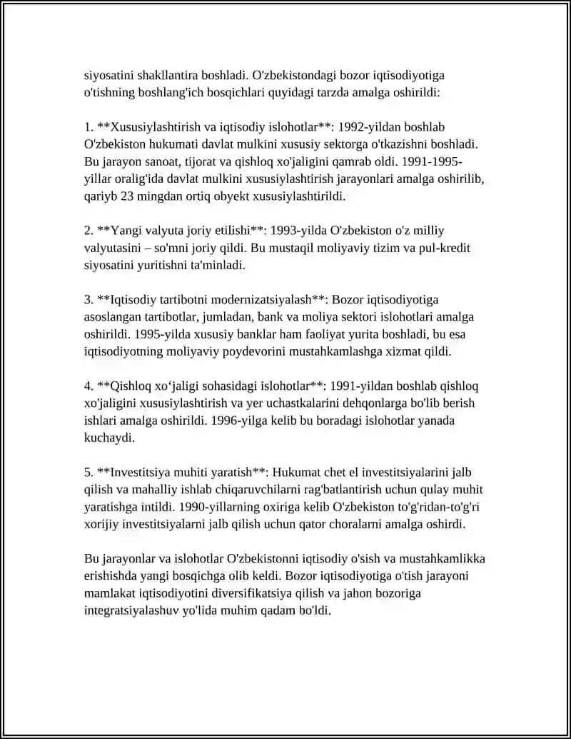 BOZOR IQTISODIYOTIGA OʻTISHDAVRI VA UNING OʻZBEKISTONDAGI XUSUSIYATLARI 4