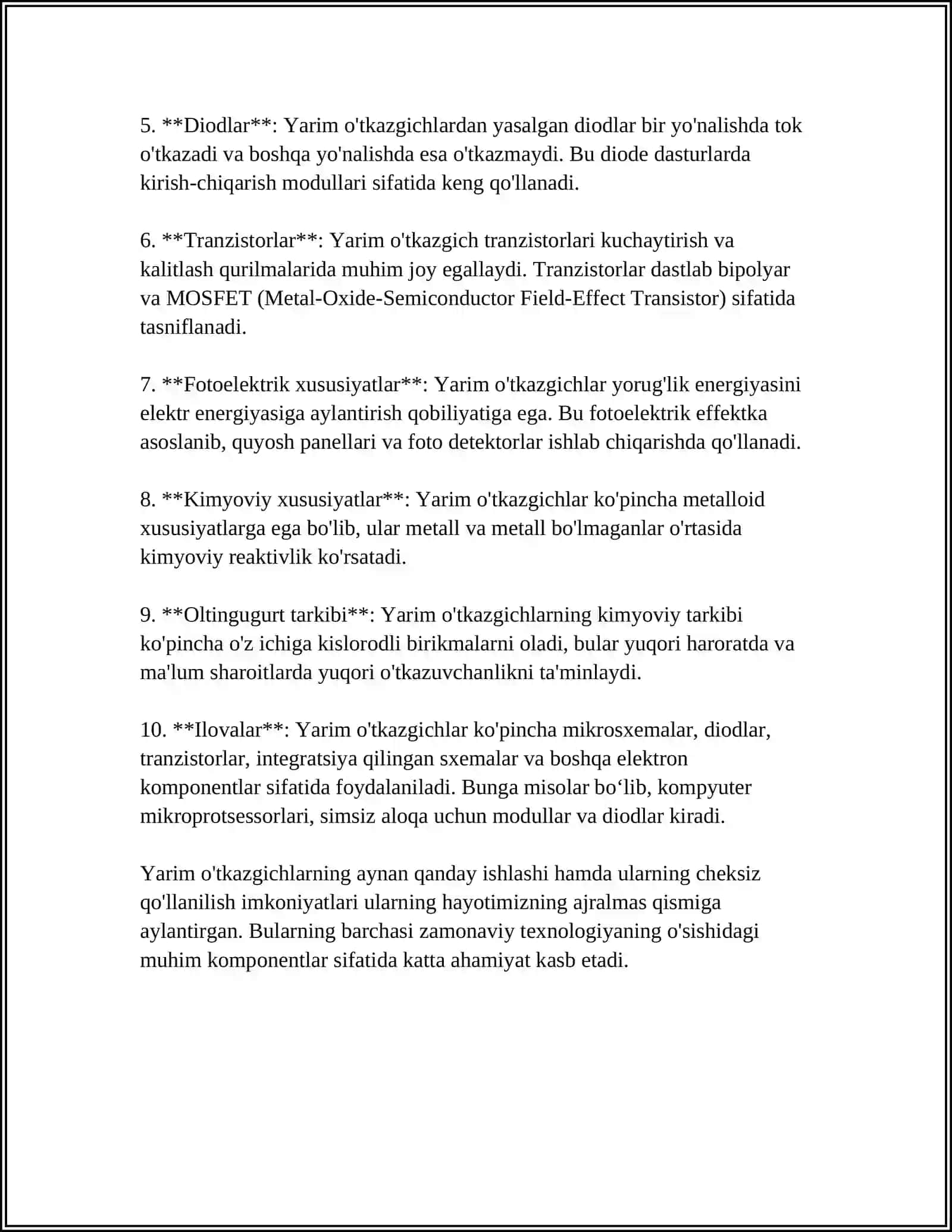 YARIM OʻTKAZGICH YARIM OʻTKAZGICH KANTAKTI 4