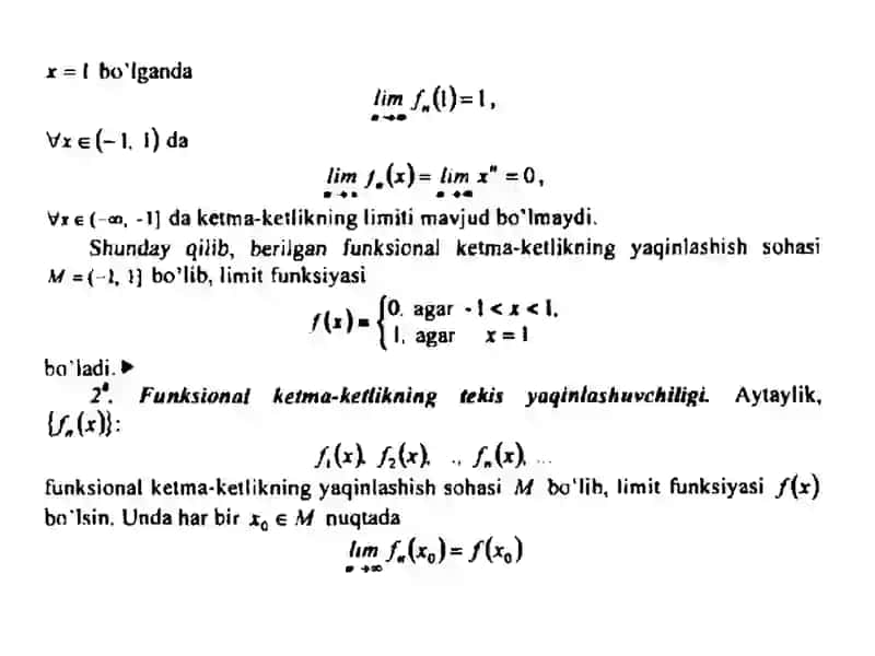 Funksional ketma ketlik va funksional qatorlar 4