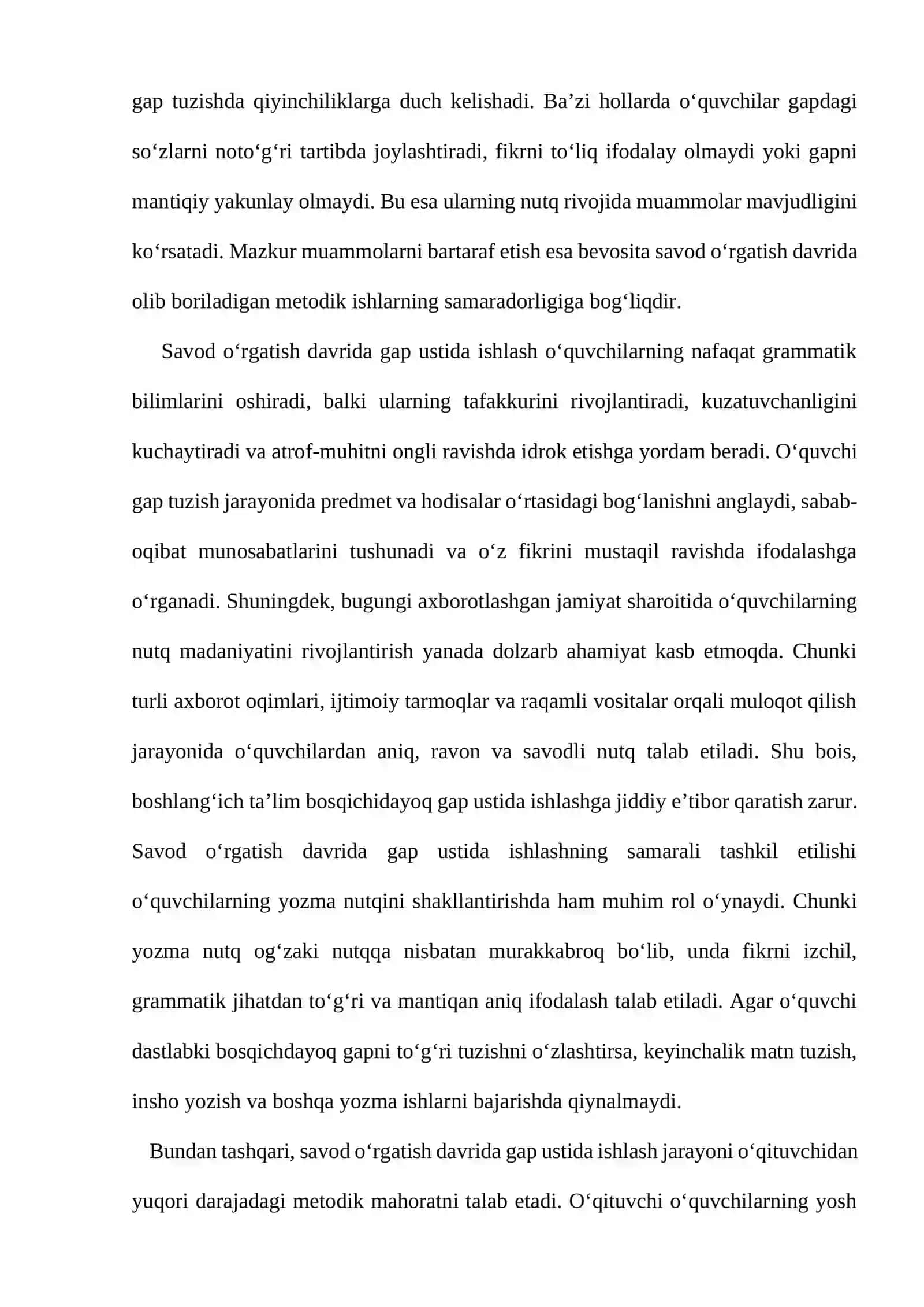“Savod o’rgatish davrida gap ustida ishlash” 4