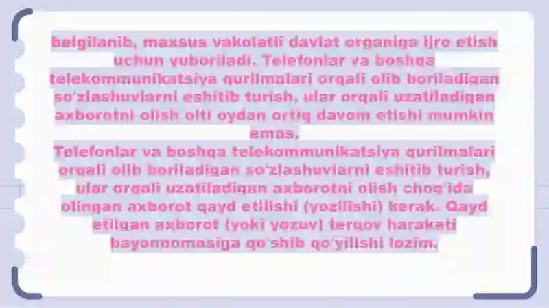 Telefonlar va boshqa telekommunikatsiya qurilmalari orqali olib boriladigan so'zlashuvlarni eshitib turish, ular orqali uzatiladigan axborotni olish 4