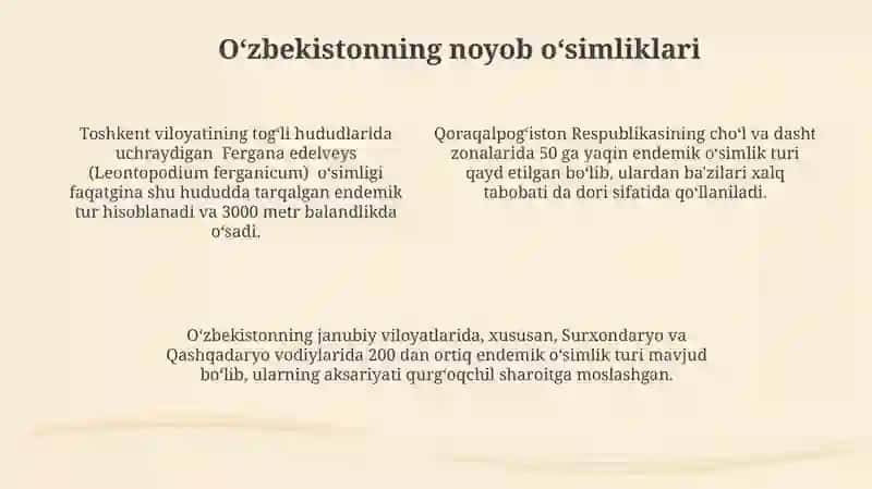 Oʻzbekiston florasi endemlar 4