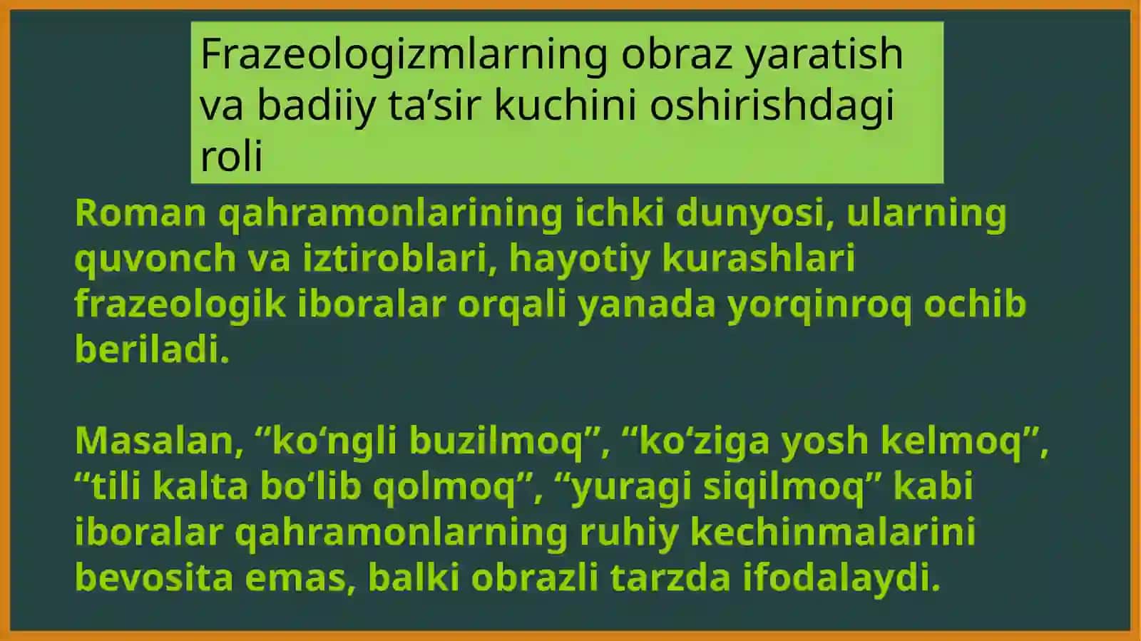 Chinor romanida qo'llanilgan frazeologizmlar 4