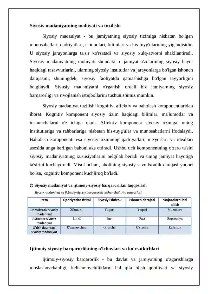 Siyosiy madaniyat va ijtimoiy-siyosiy barqarorlik 4