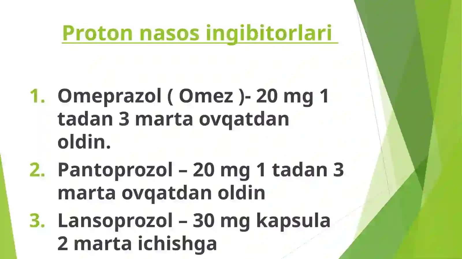 Gastroenterologiyada ishlatiladigan dorilar toplami va dozalari 4
