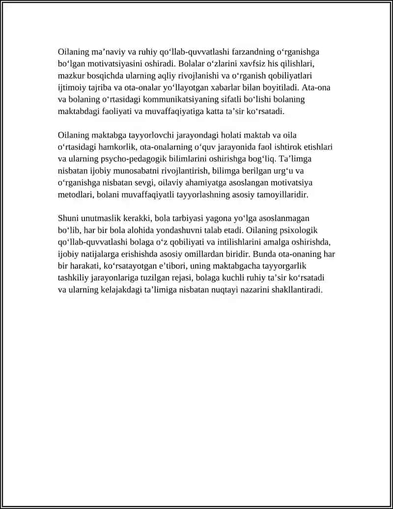Oilaning maktabga tayyorlashdagi psixologik qo‘llab-quvvatlashi 4