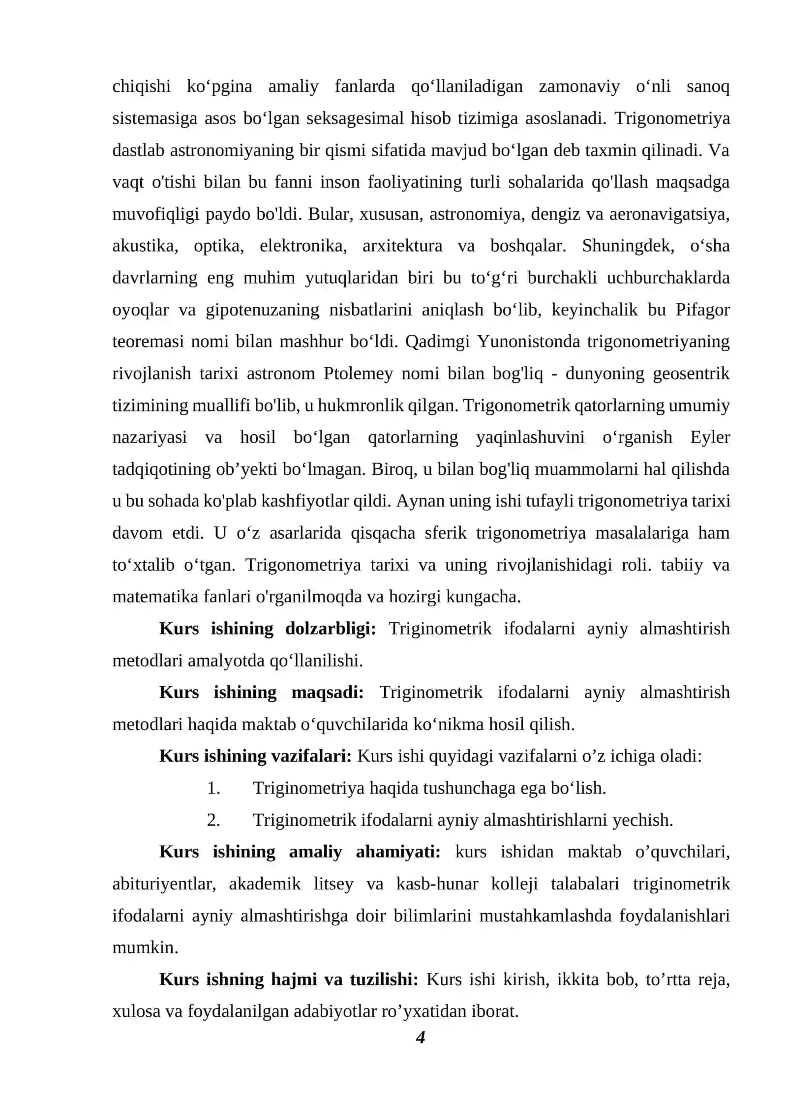 Tirogonometrik ifodalarni ayniy almashtirish metodlari mavzusida 4